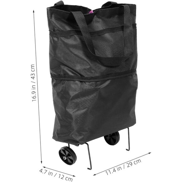 Black Metal Canvas Foldable Grocery Bag Outdoor (4389) - Picture 2 of 9